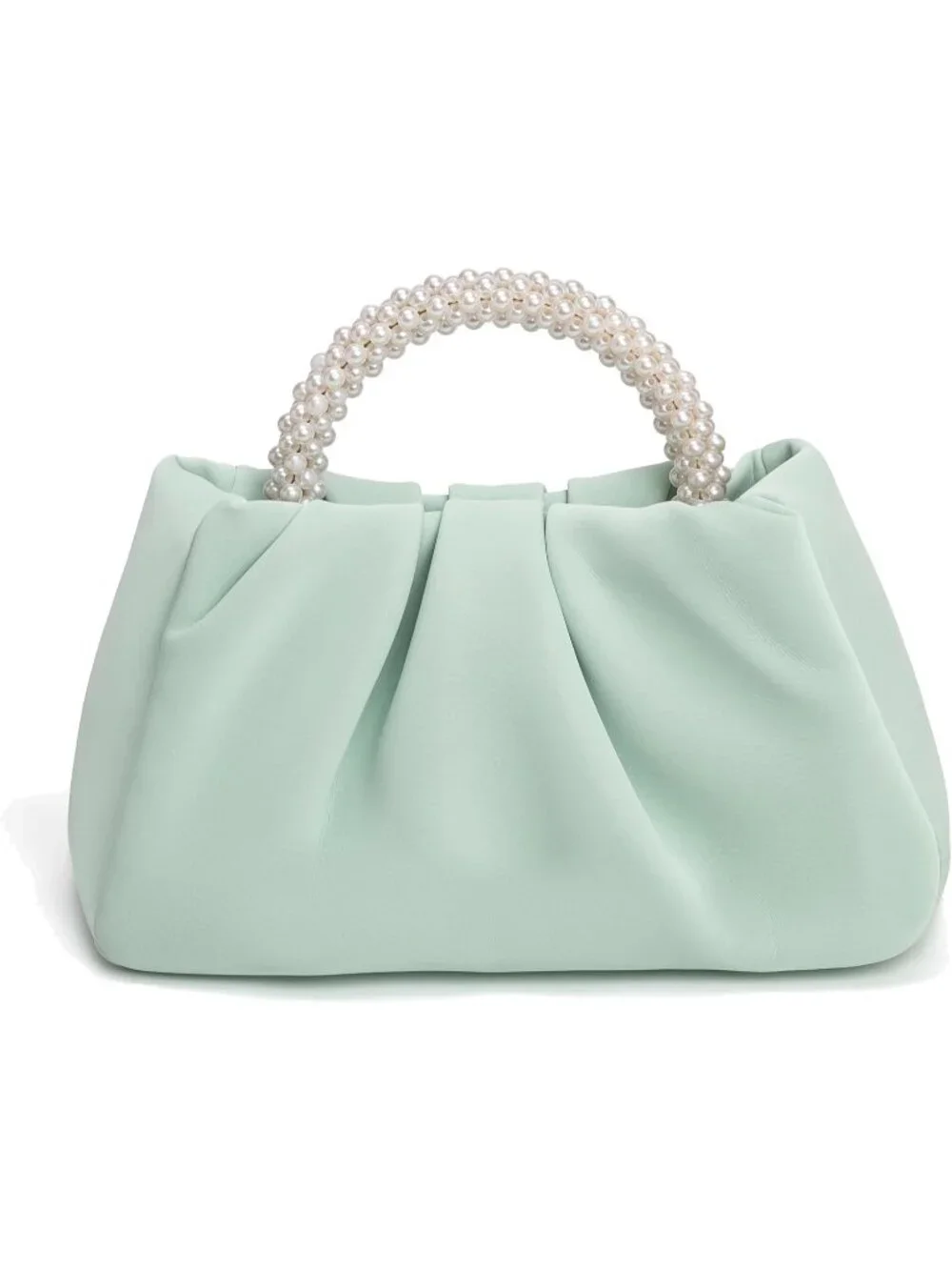 👜Women's Green Leather Wedding Party Pearl Elegant Clutch Purse Magnetic Snap